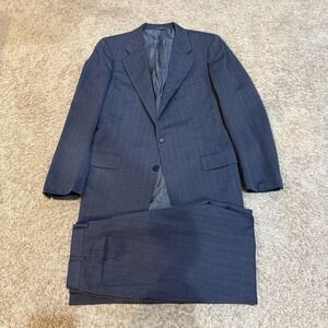 Hickey Freeman Suit Mens 42 Regular Blue Pinstripe Wool 2 Piece 32x31 Boardroom